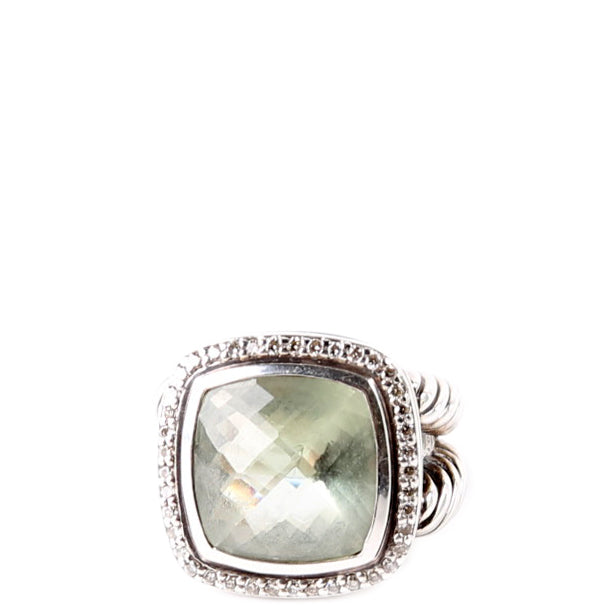 Albion 14MM Ring Prasiolite/925/Pave Size 6.5