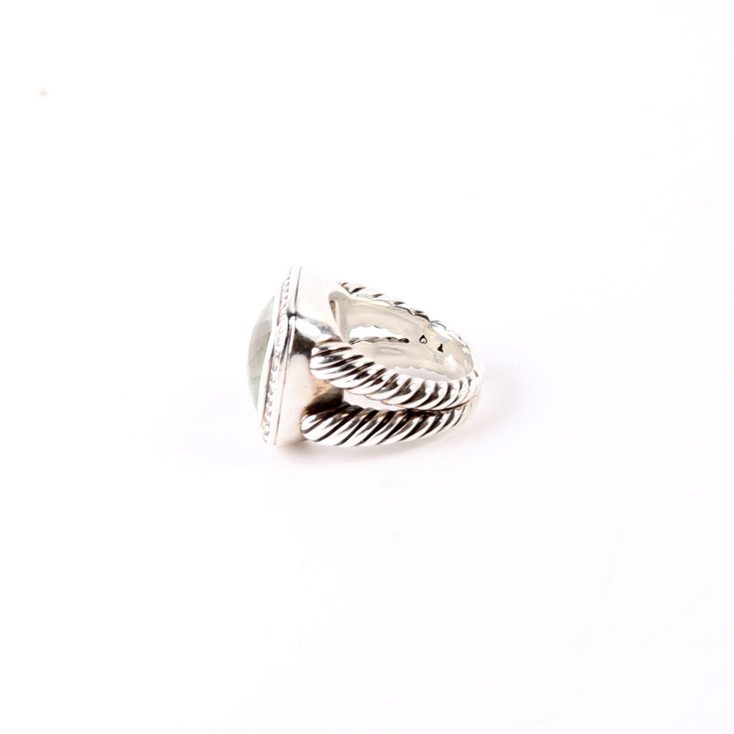 Albion 14MM Ring Prasiolite/925/Pave Size 6.5