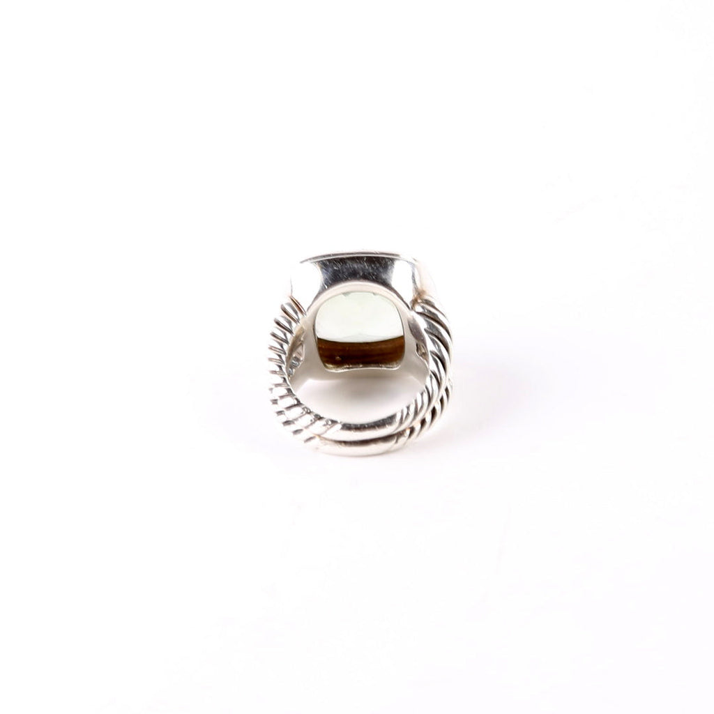 Albion 14MM Ring Prasiolite/925/Pave Size 6.5