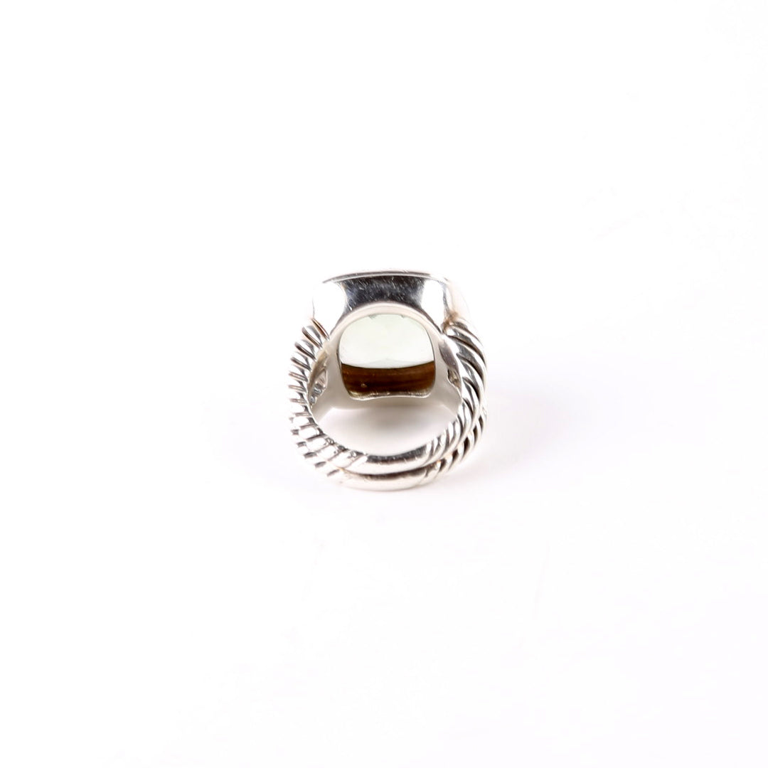 Albion 14MM Ring Prasiolite/925/Pave Size 6.5