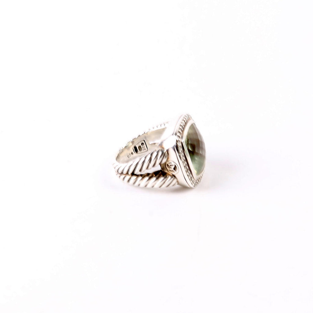 Albion 14MM Ring Prasiolite/925/Pave Size 6.5