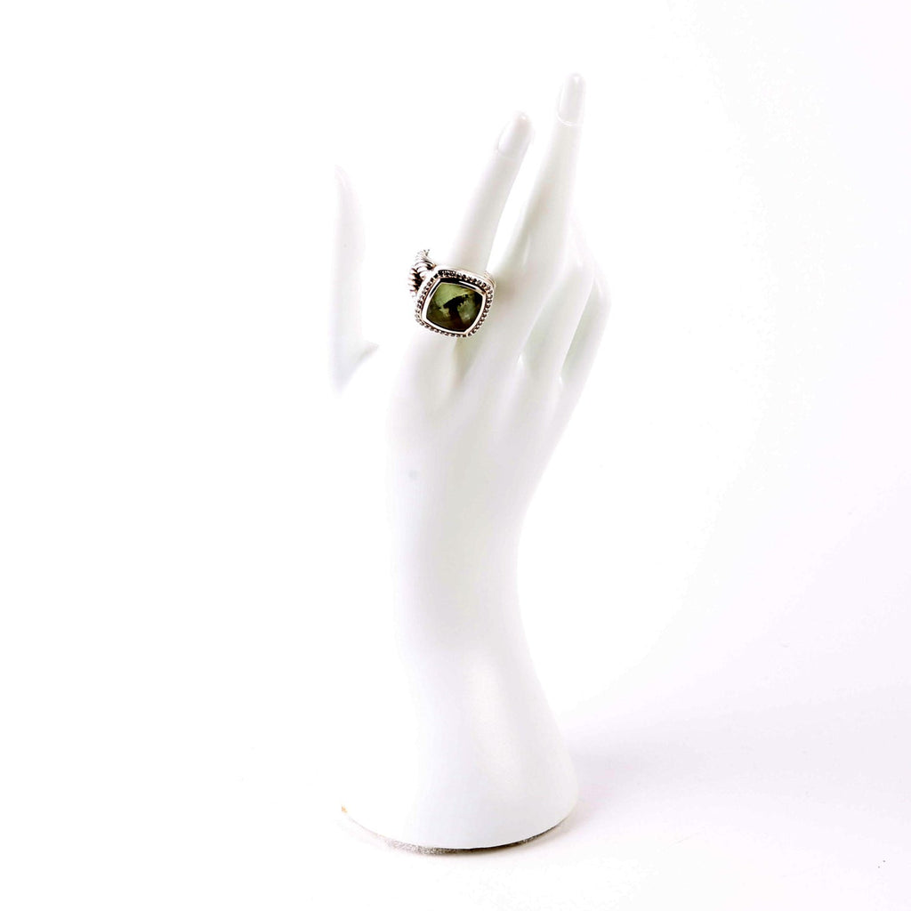 Albion 14MM Ring Prasiolite/925/Pave Size 6.5