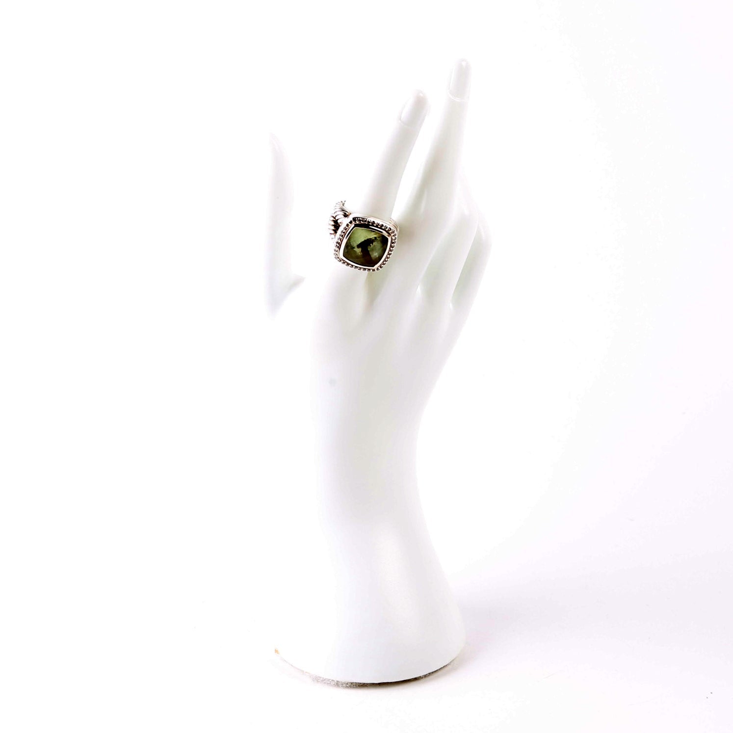 Albion 14MM Ring Prasiolite/925/Pave Size 6.5