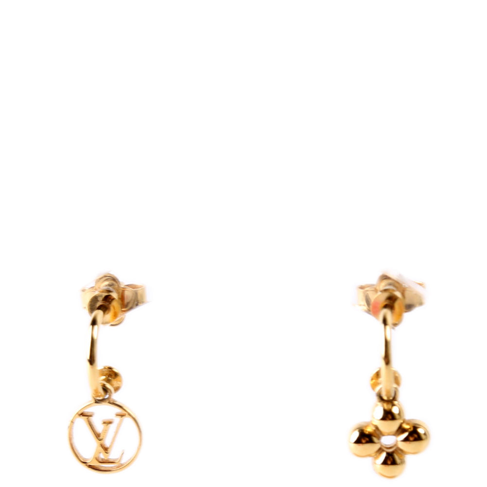 Blooming Drop Charms Earrings Gold