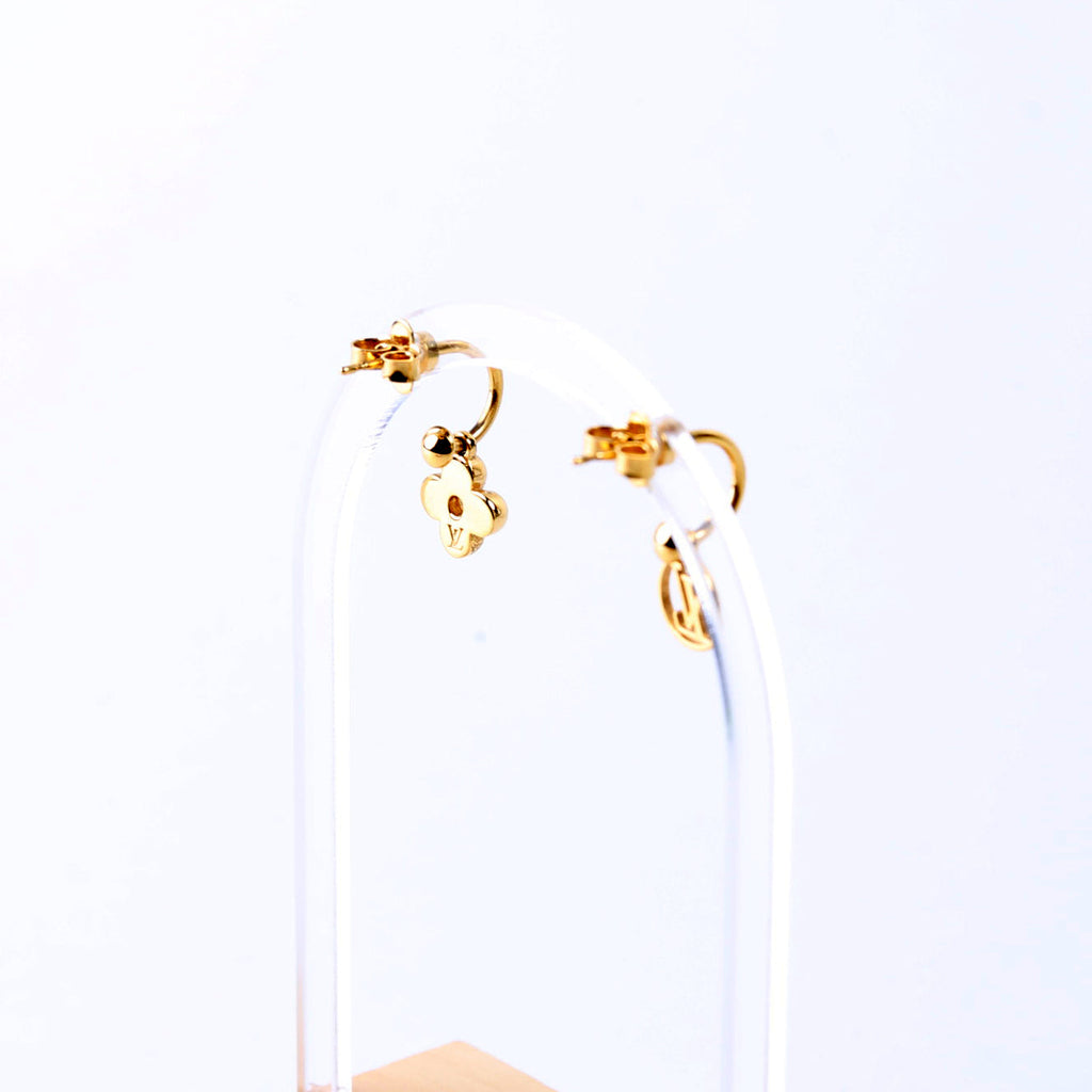 Blooming Drop Charms Earrings Gold