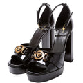 Medusa Icon Ankle Strap Platform Sandals Size 39