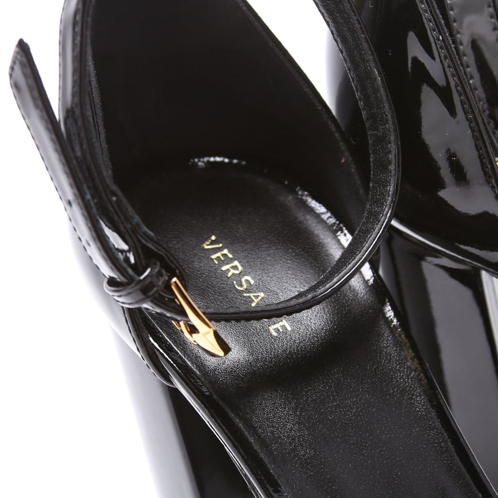 Medusa Icon Ankle Strap Platform Sandals Size 39