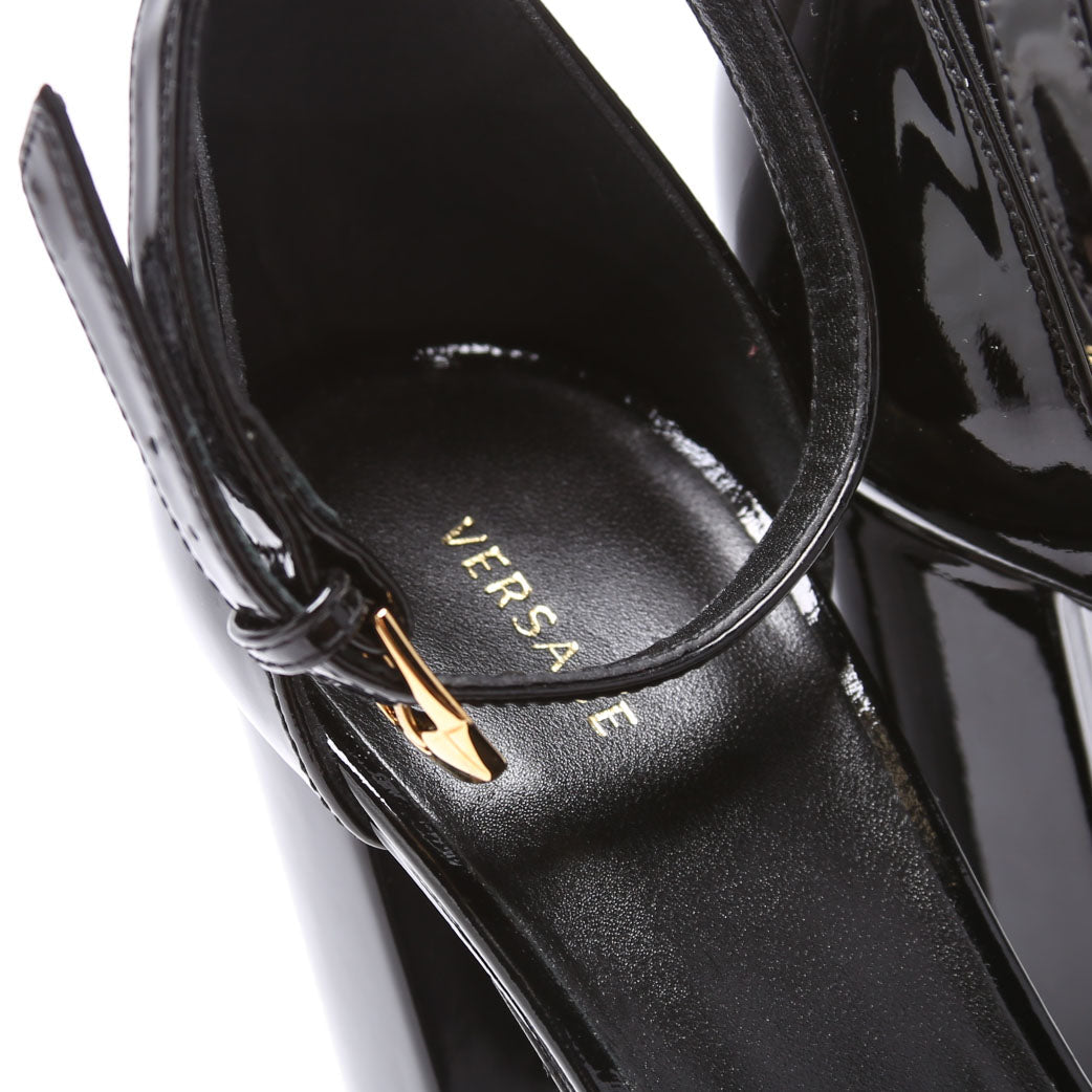 Medusa Icon Ankle Strap Platform Sandals Size 39