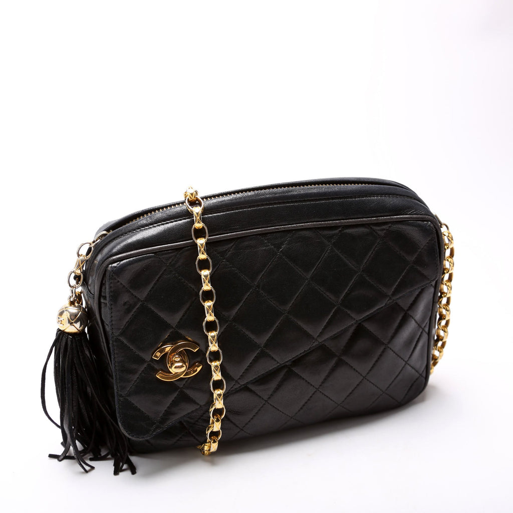 CC Diagonal Flap Tassel Camera Vintage Black