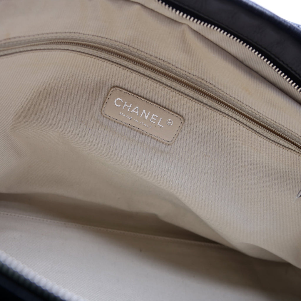 Double Contrast Stitch Large Tote Goat 13M Black