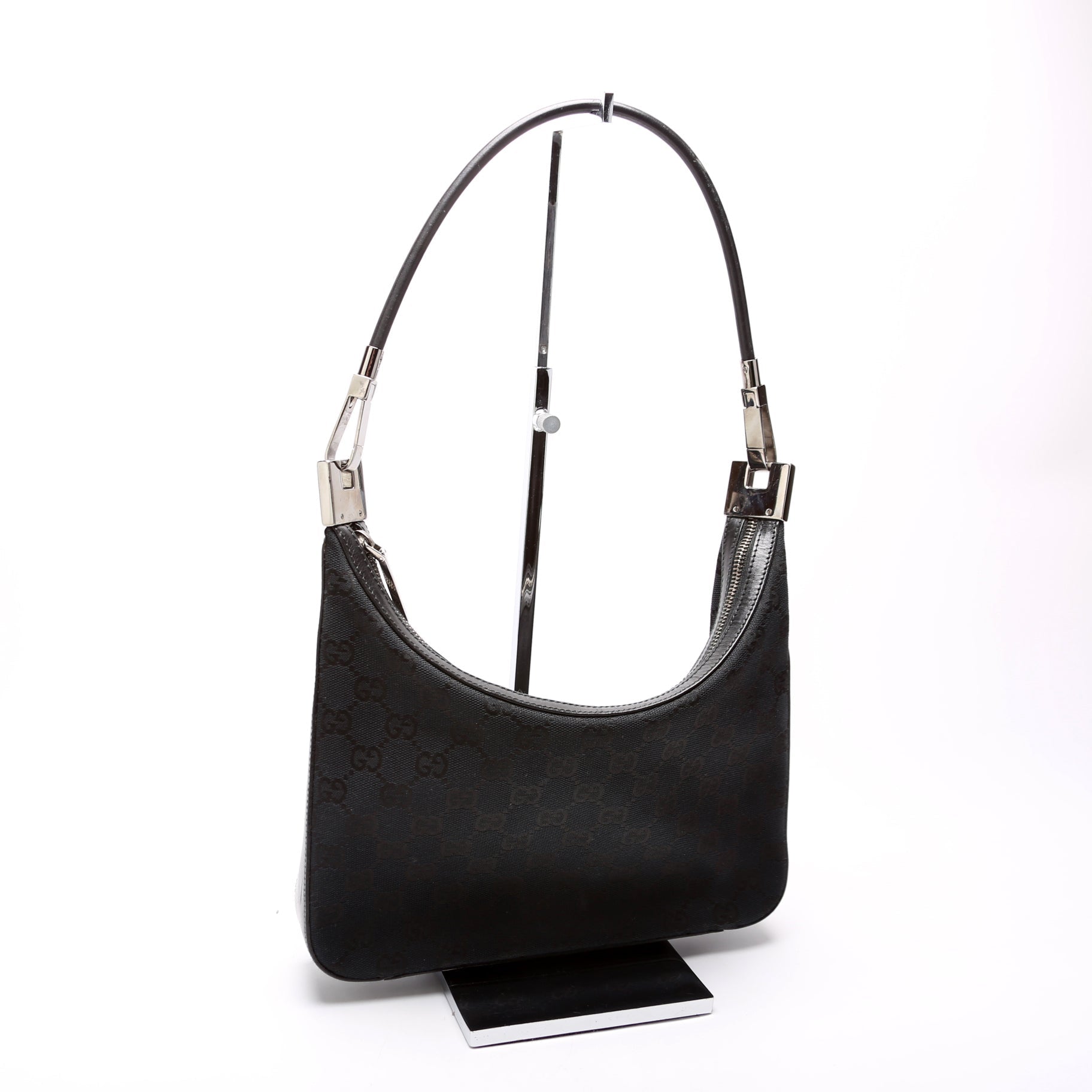 001 3812 GG Canvas Small Hobo Black