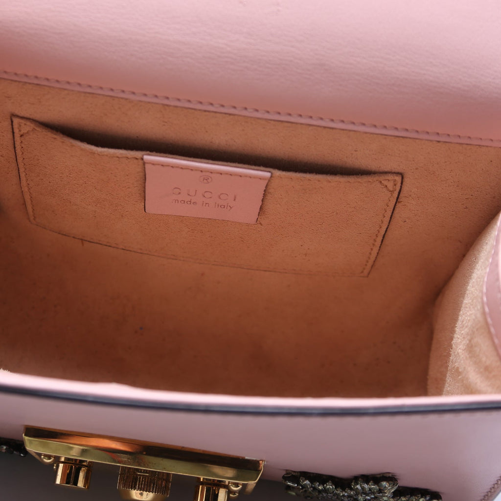 ON HOLD 432182 Padlock Embroidered Star Leather Small Pink