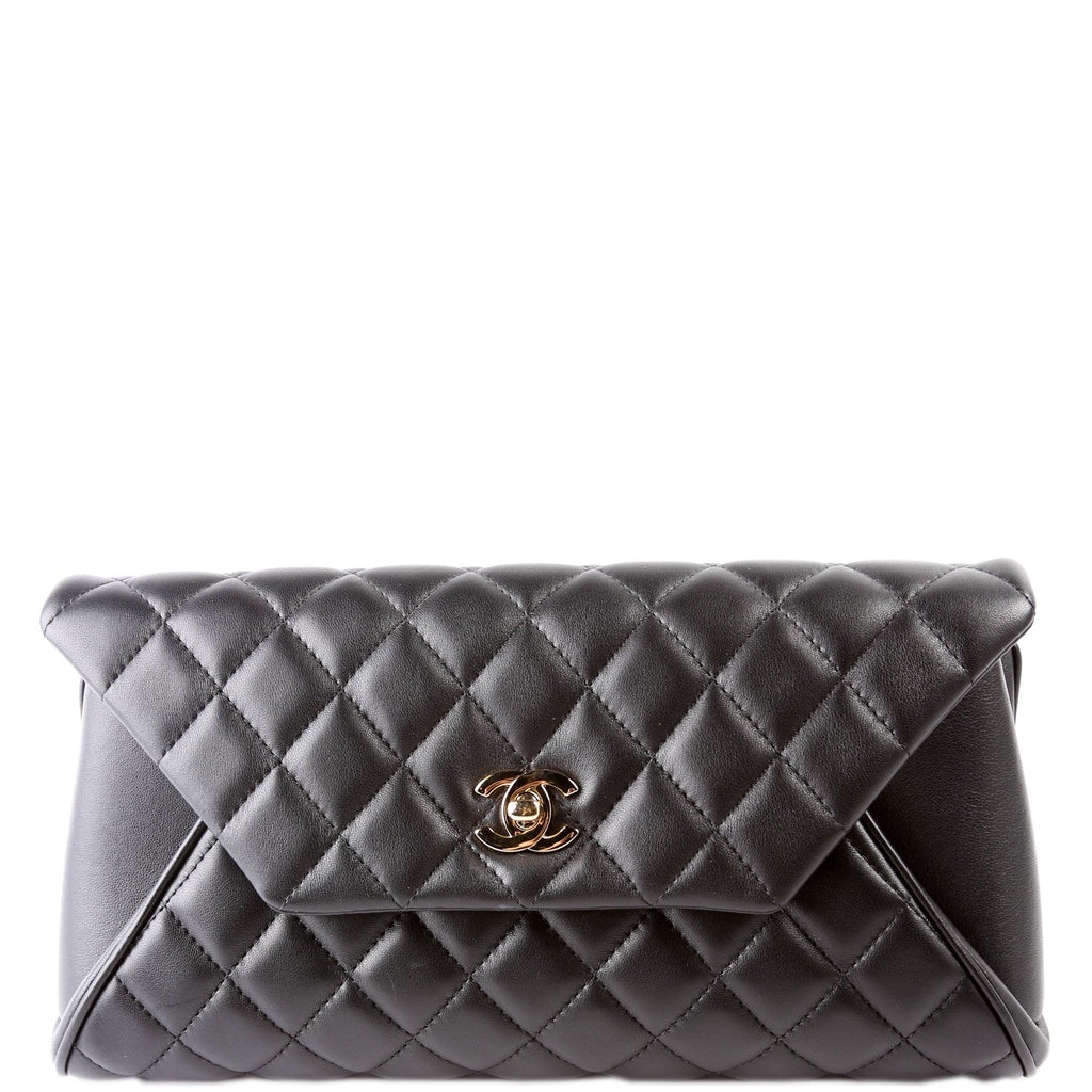 Fold Up Again Quilted Lambskin Clutch 23 Black