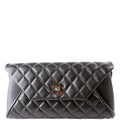 Fold Up Again Quilted Lambskin Clutch 23 Black