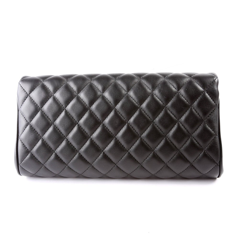 Fold Up Again Quilted Lambskin Clutch 23 Black