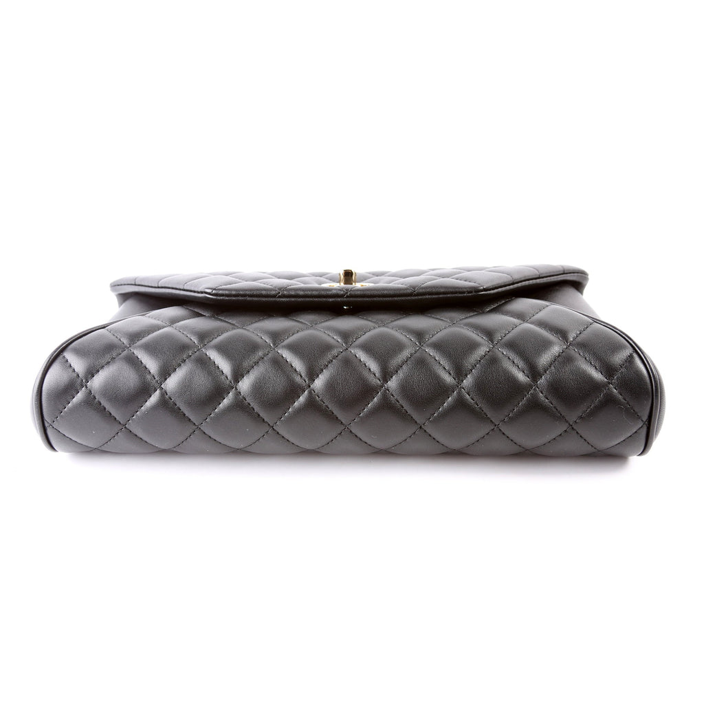 Fold Up Again Quilted Lambskin Clutch 23 Black