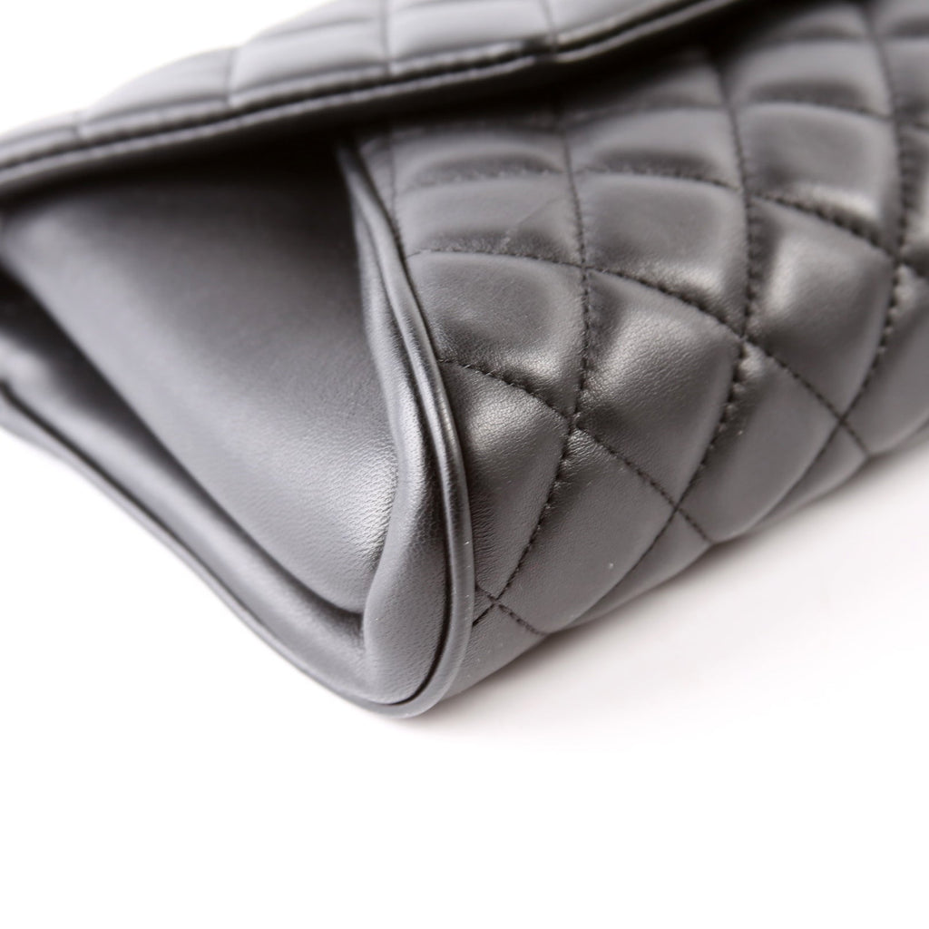Fold Up Again Quilted Lambskin Clutch 23 Black