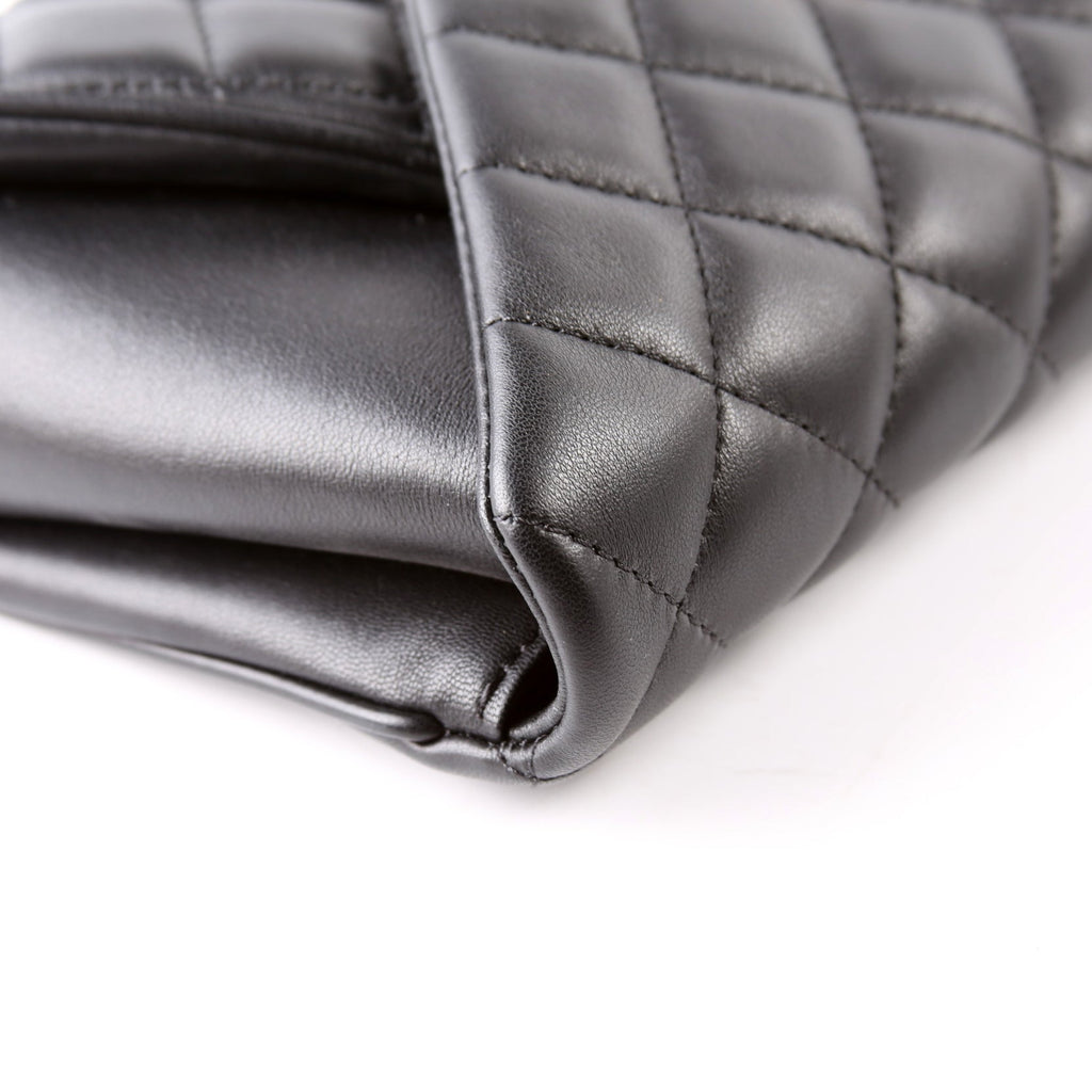 Fold Up Again Quilted Lambskin Clutch 23 Black