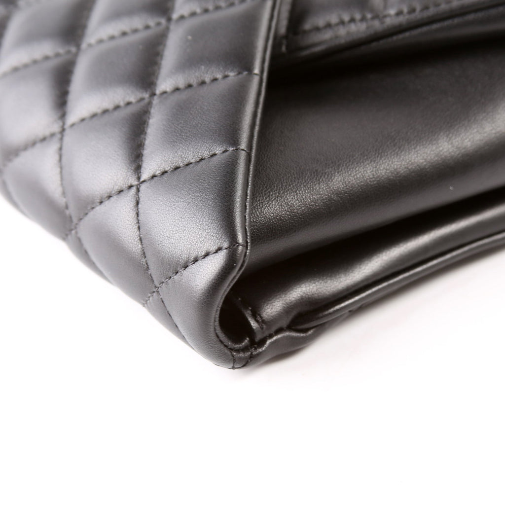 Fold Up Again Quilted Lambskin Clutch 23 Black