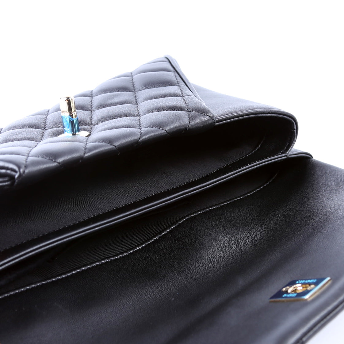 Fold Up Again Quilted Lambskin Clutch 23 Black