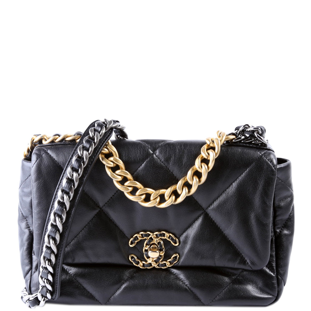 Quilted Goatskin 19 Medium Flap 30M Black