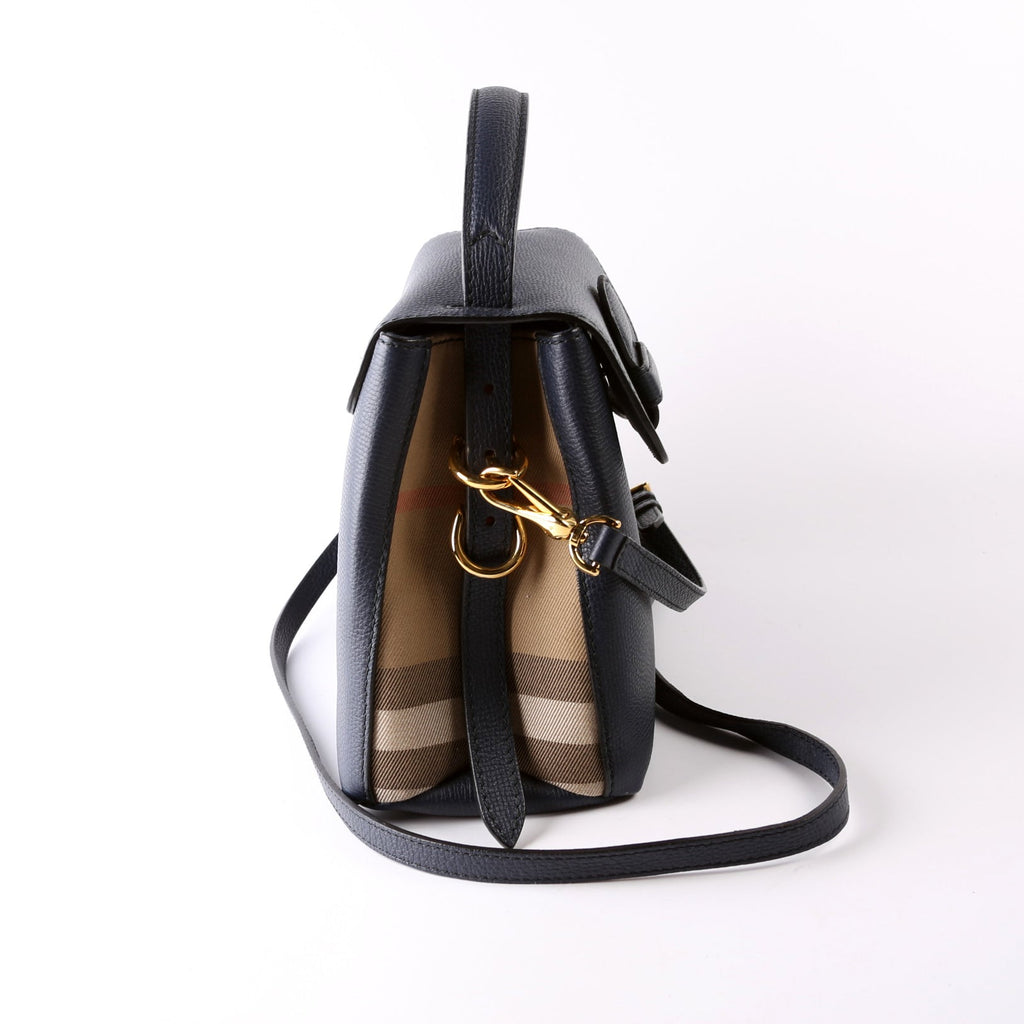Camberley House Check/Leather Top Handle 4061174 Navy/Brown