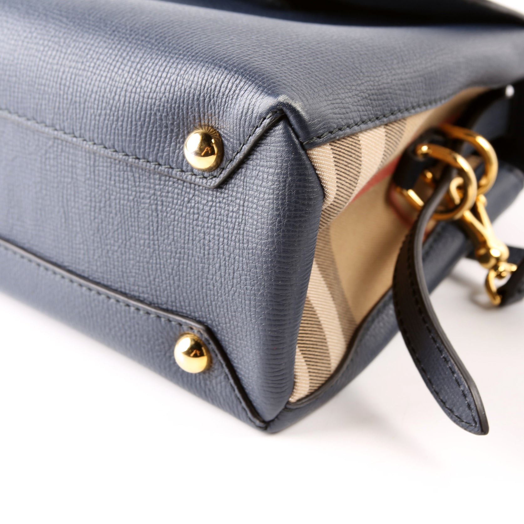 Camberley House Check/Leather Top Handle 4061174 Navy/Brown