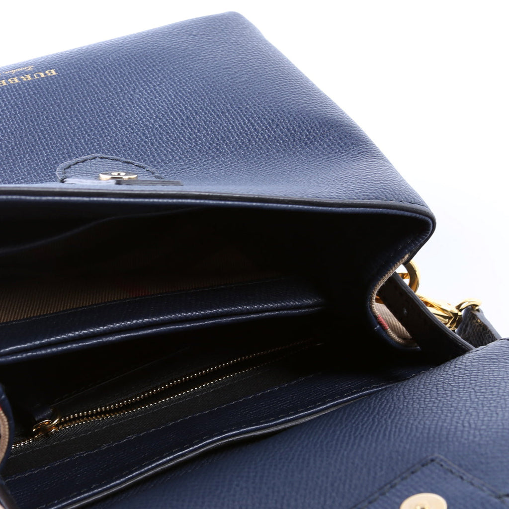 Camberley House Check/Leather Top Handle 4061174 Navy/Brown