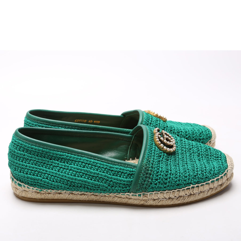 Pearly GG Marmont Cotton Crotchet Espadrille Size 40