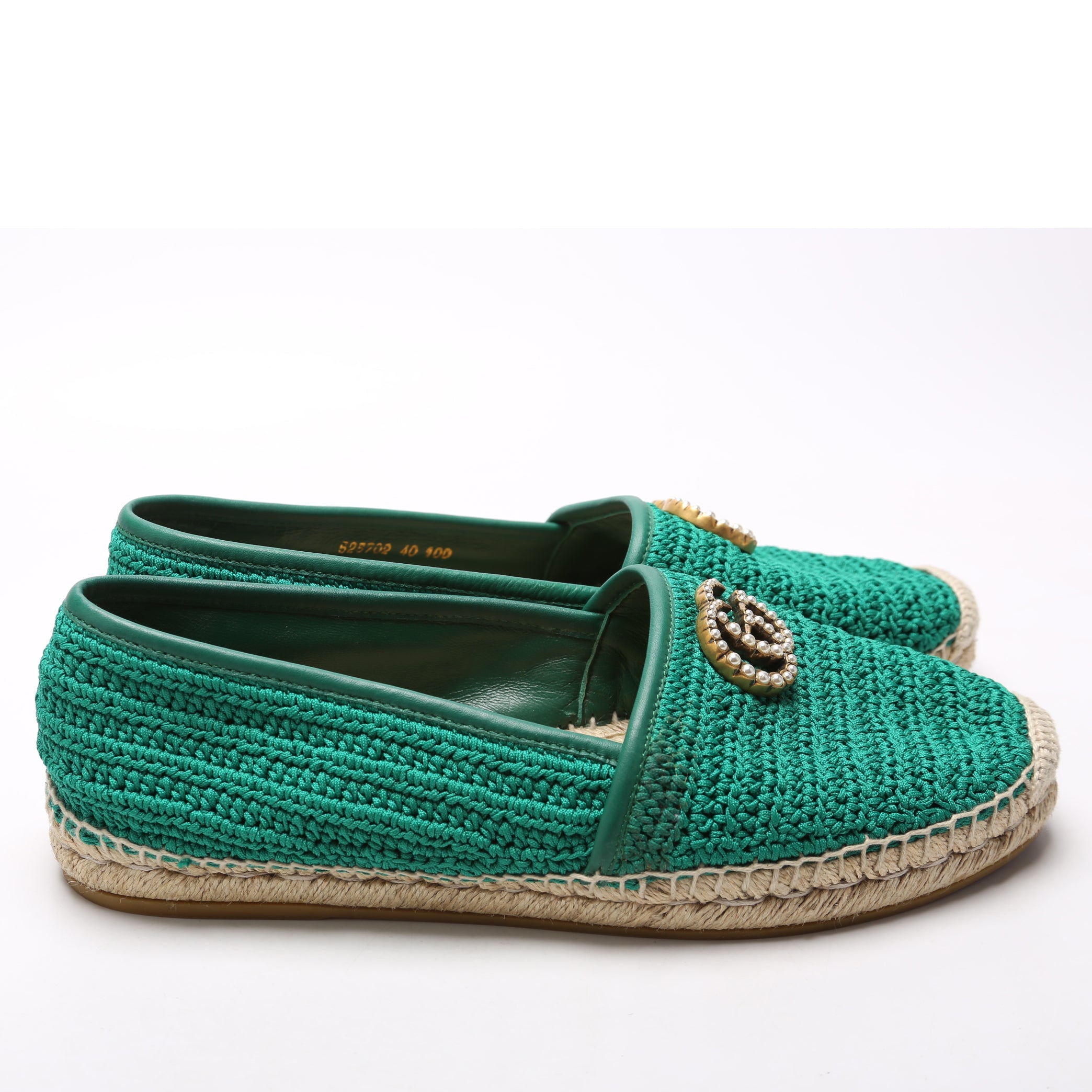 Pearly GG Marmont Cotton Crotchet Espadrille Size 40