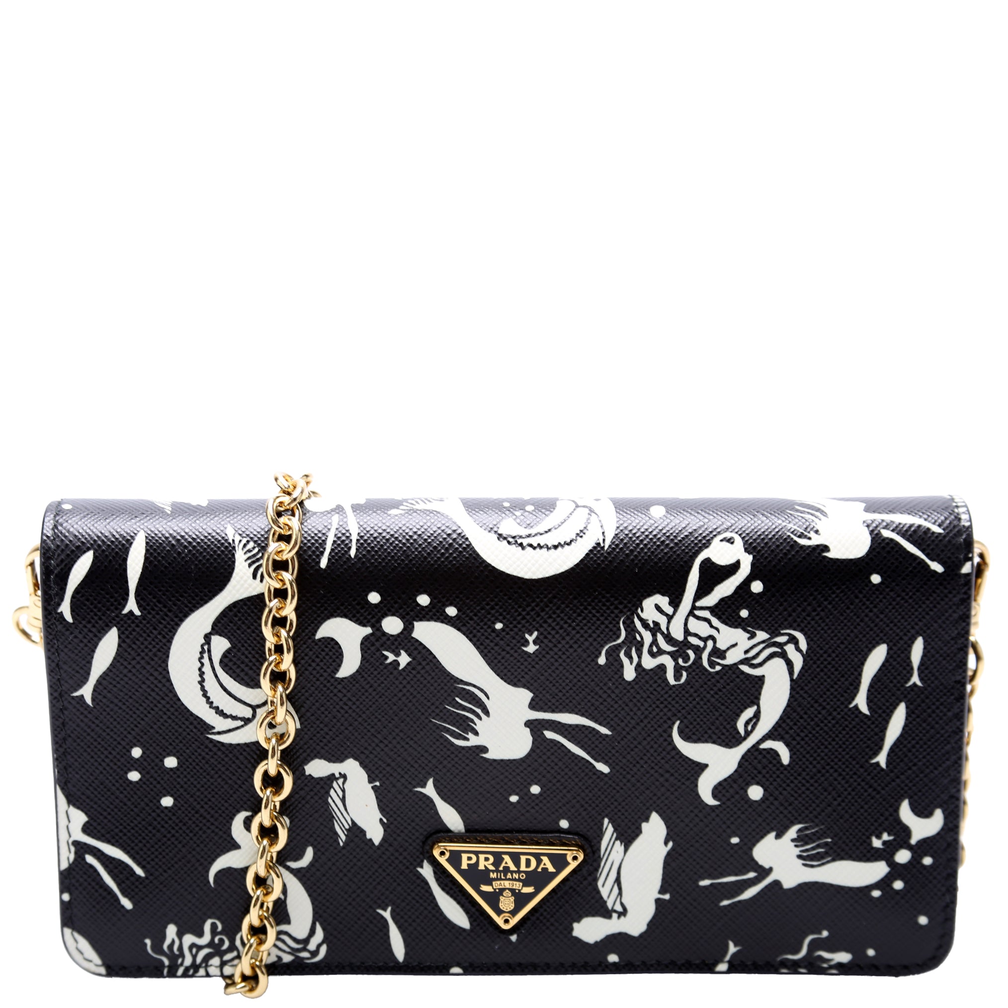 Saffiano Mermaid Print WOC Black/White