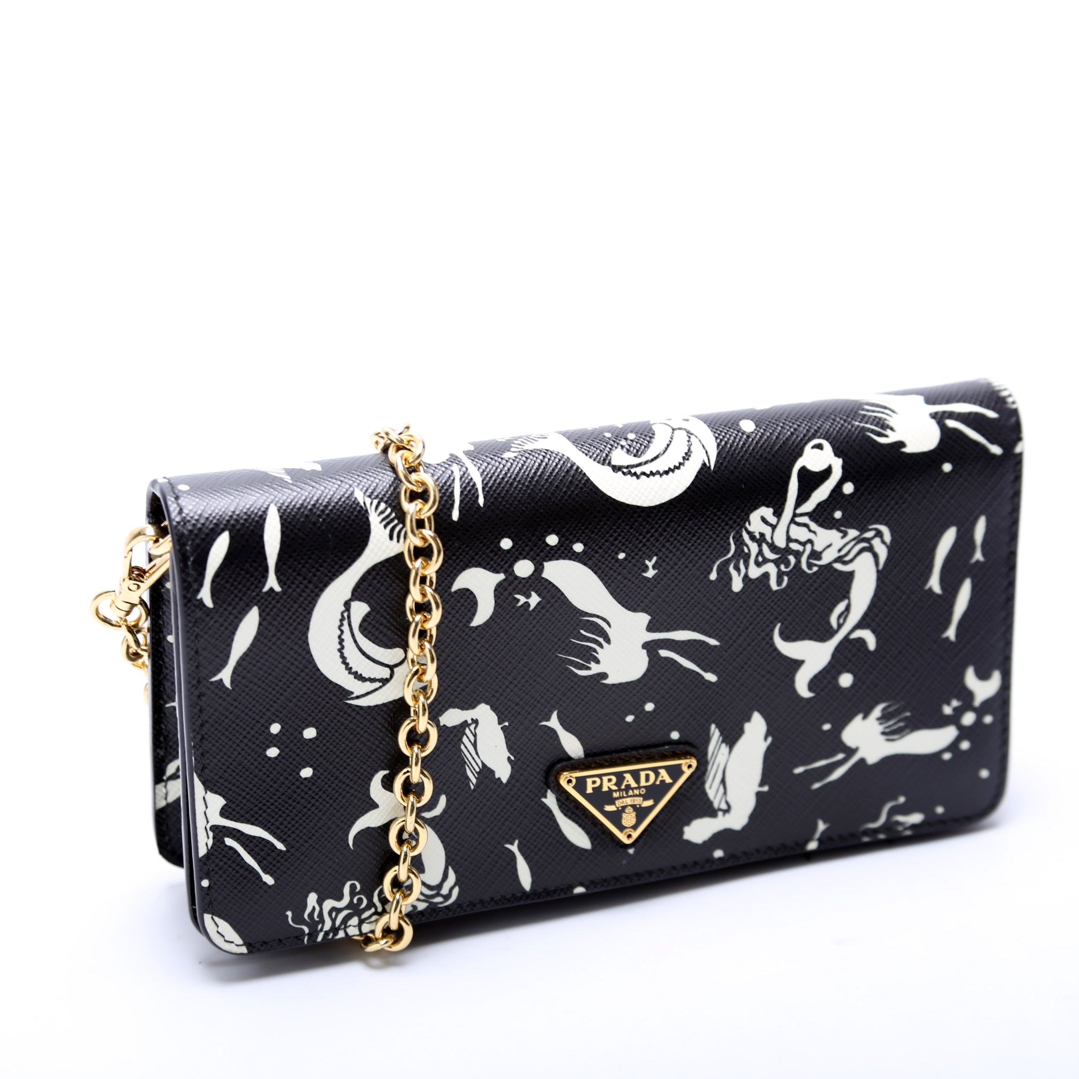 Saffiano Mermaid Print WOC Black/White
