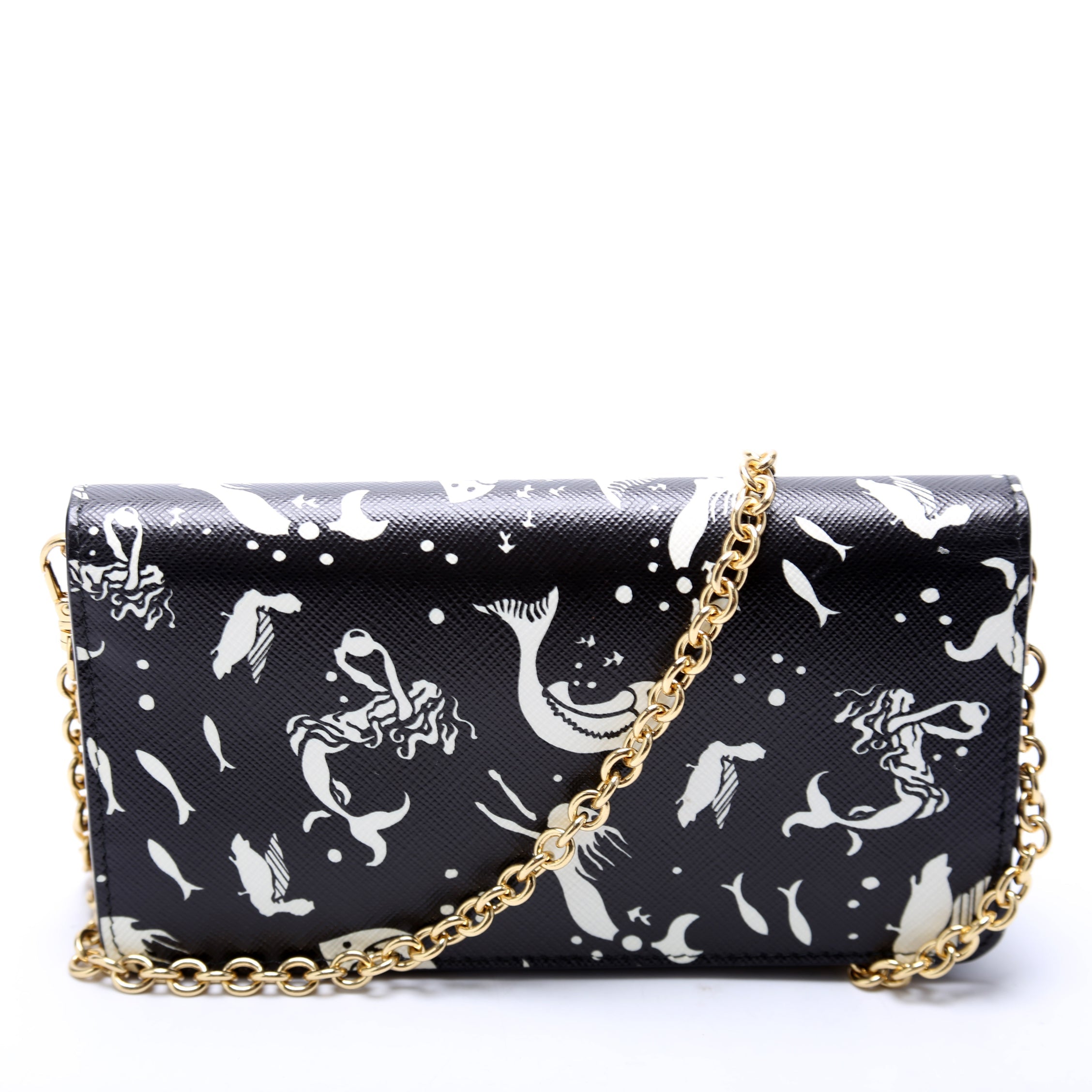 Saffiano Mermaid Print WOC Black/White