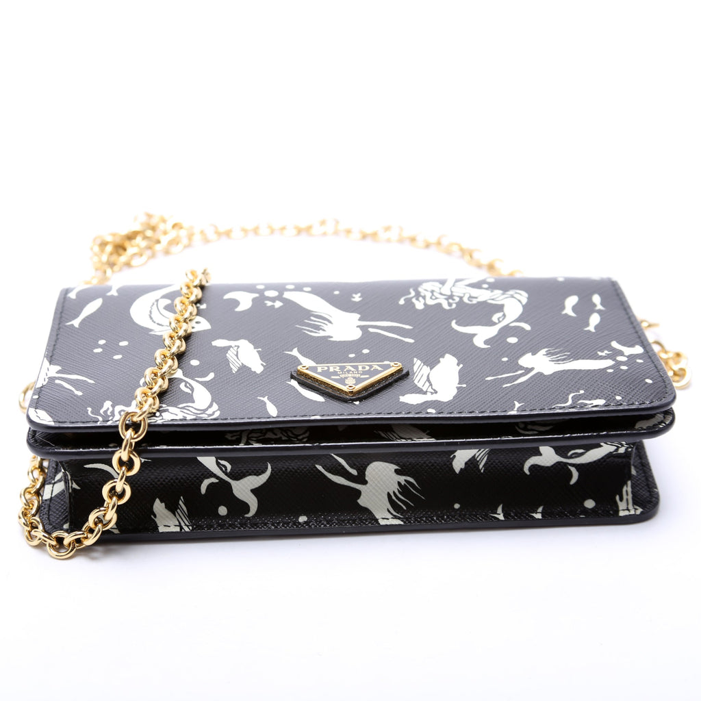 Saffiano Mermaid Print WOC Black/White
