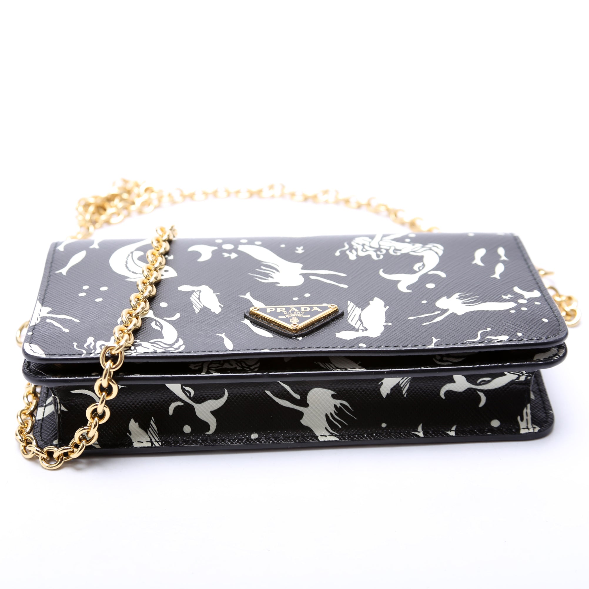 Saffiano Mermaid Print WOC Black/White