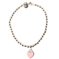 Please Return To Mini Enamel Heart Bead Chain Bracelet 925 Pink