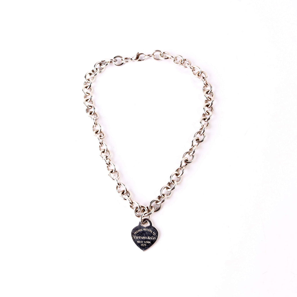Please Return To Heart Chain Choker Necklace 925