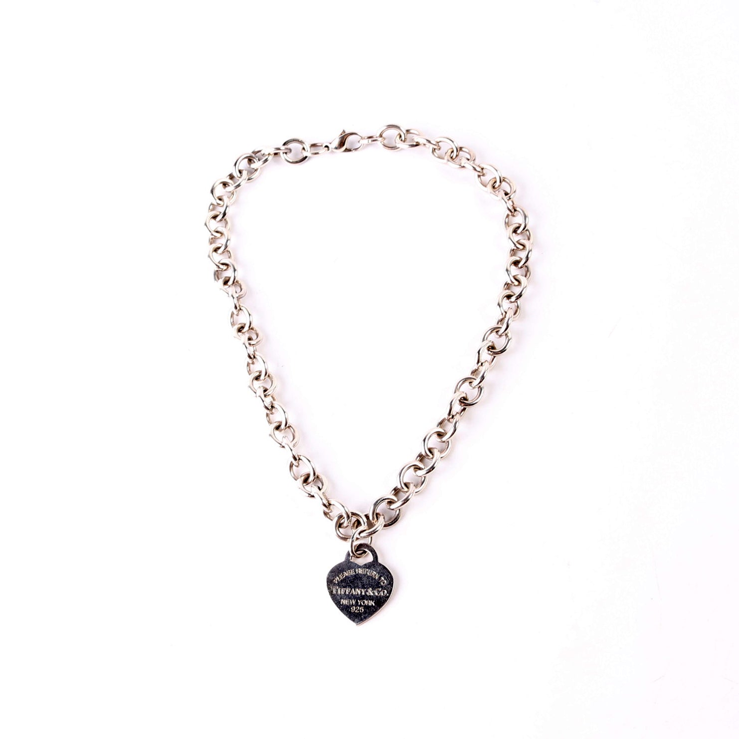 Please Return To Heart Chain Choker Necklace 925