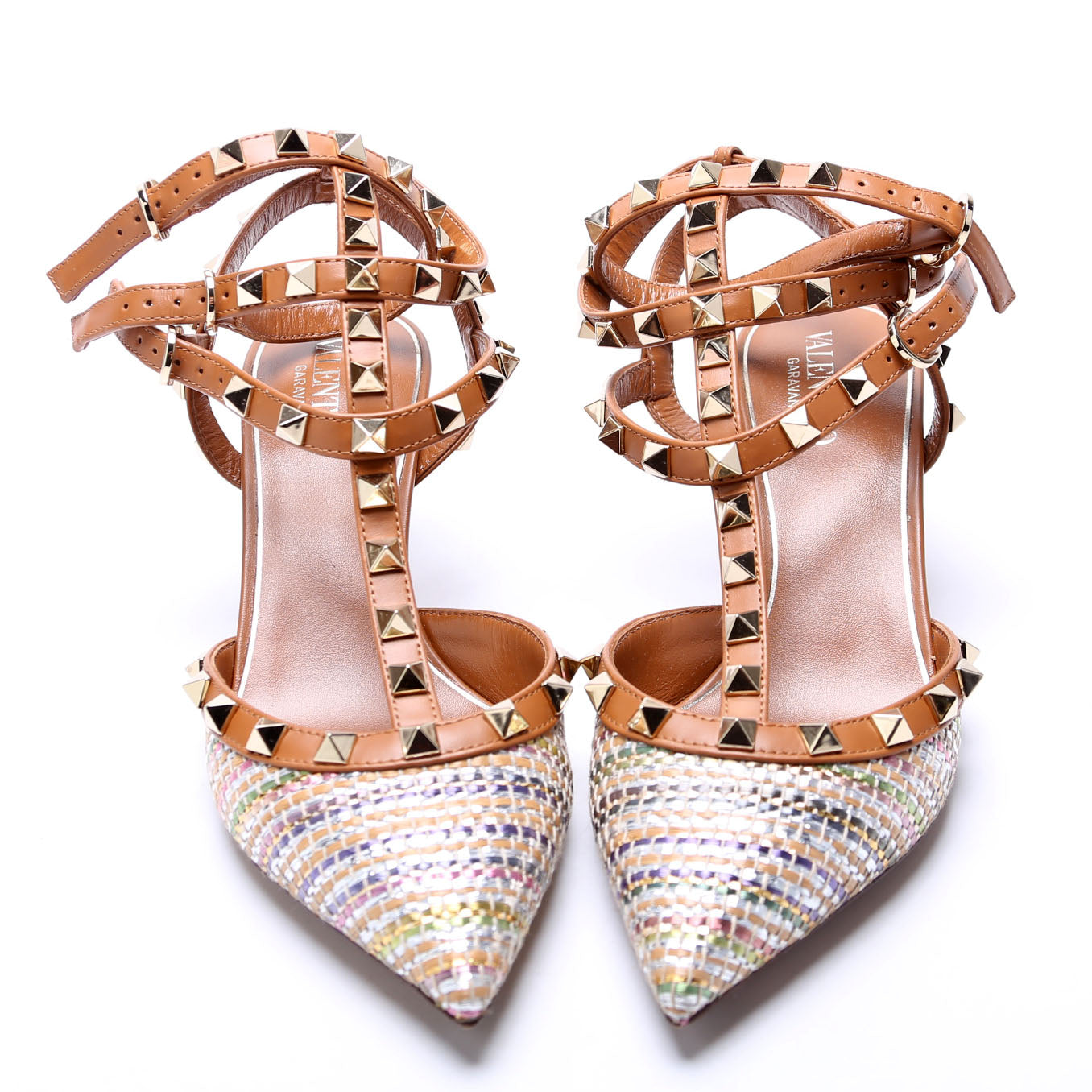 Rockstud Caged Heels Size 35.5 Brown