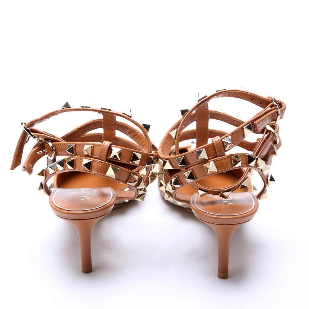 Rockstud Caged Heels Size 35.5 Brown