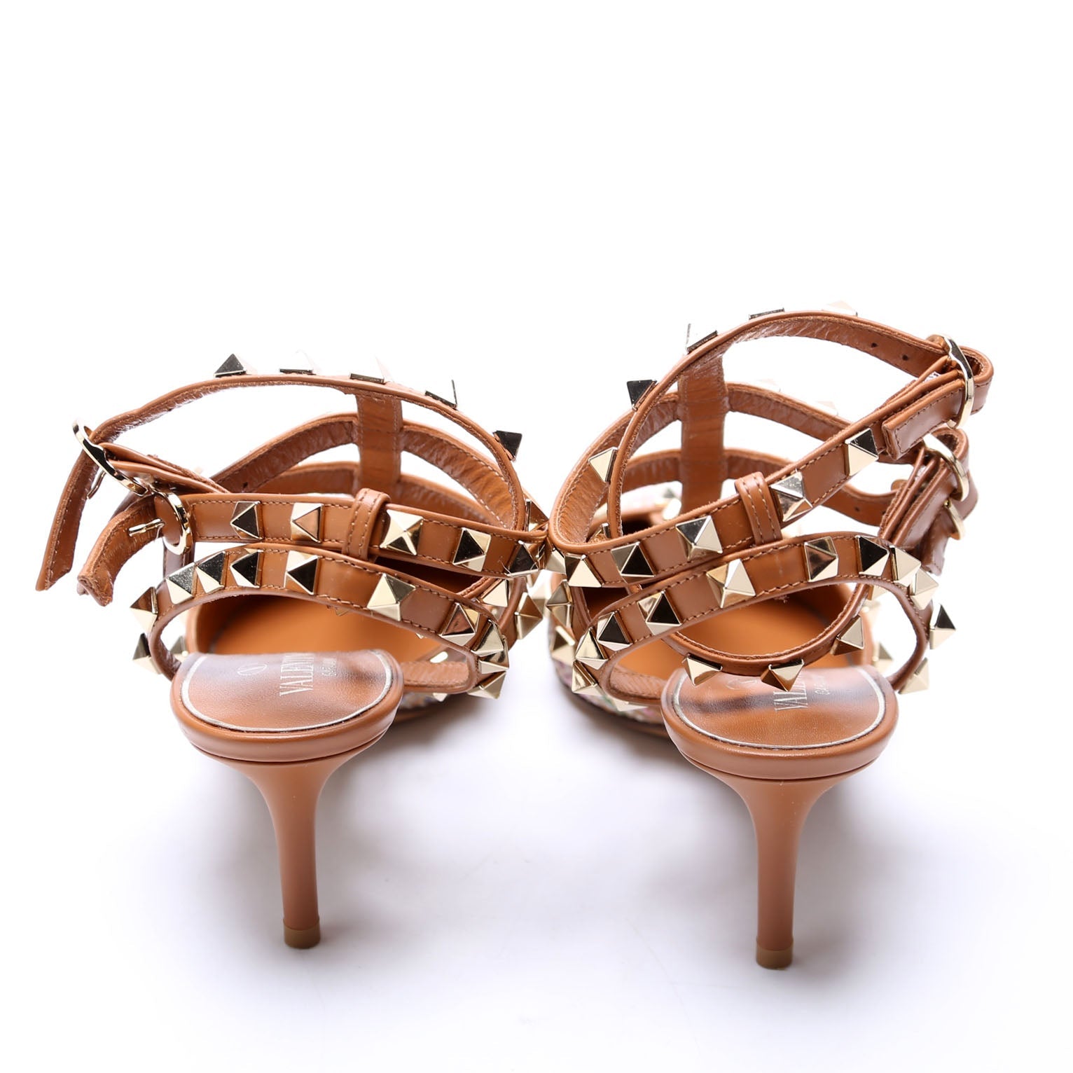 Rockstud Caged Heels Size 35.5 Brown