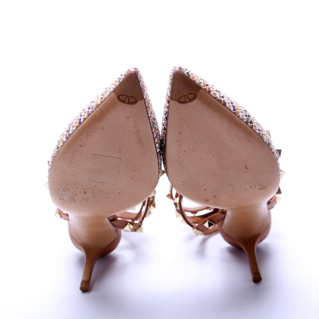 Rockstud Caged Heels Size 35.5 Brown