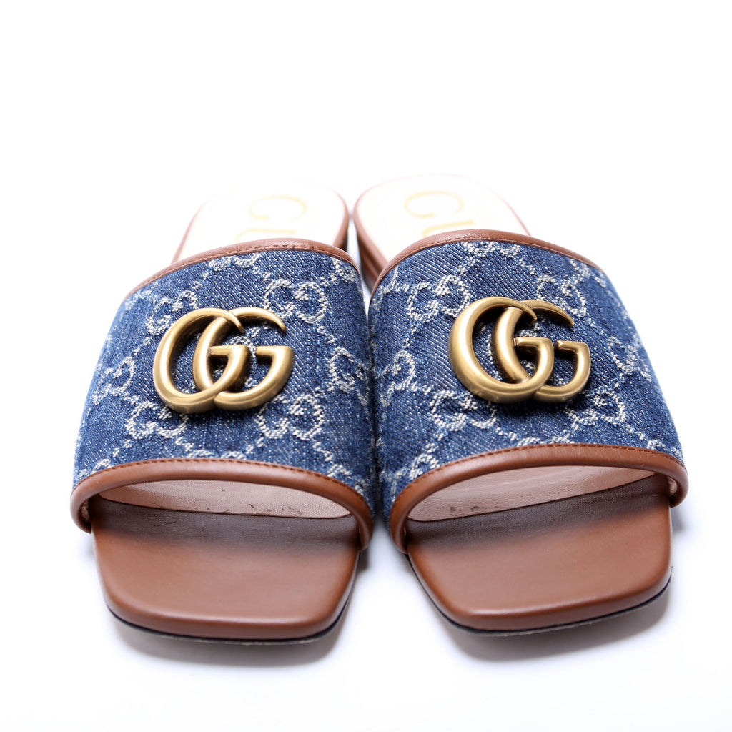 Marmont Denim Mules Size 36 Blue/Brown