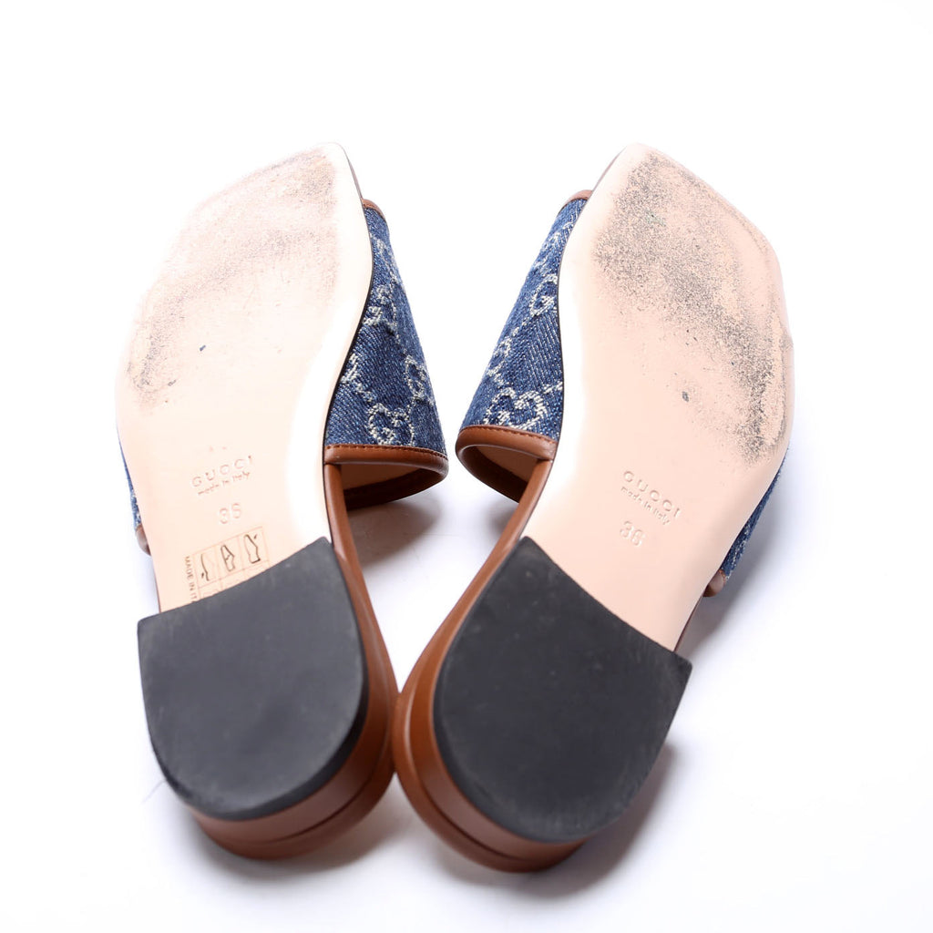 Marmont Denim Mules Size 36 Blue/Brown