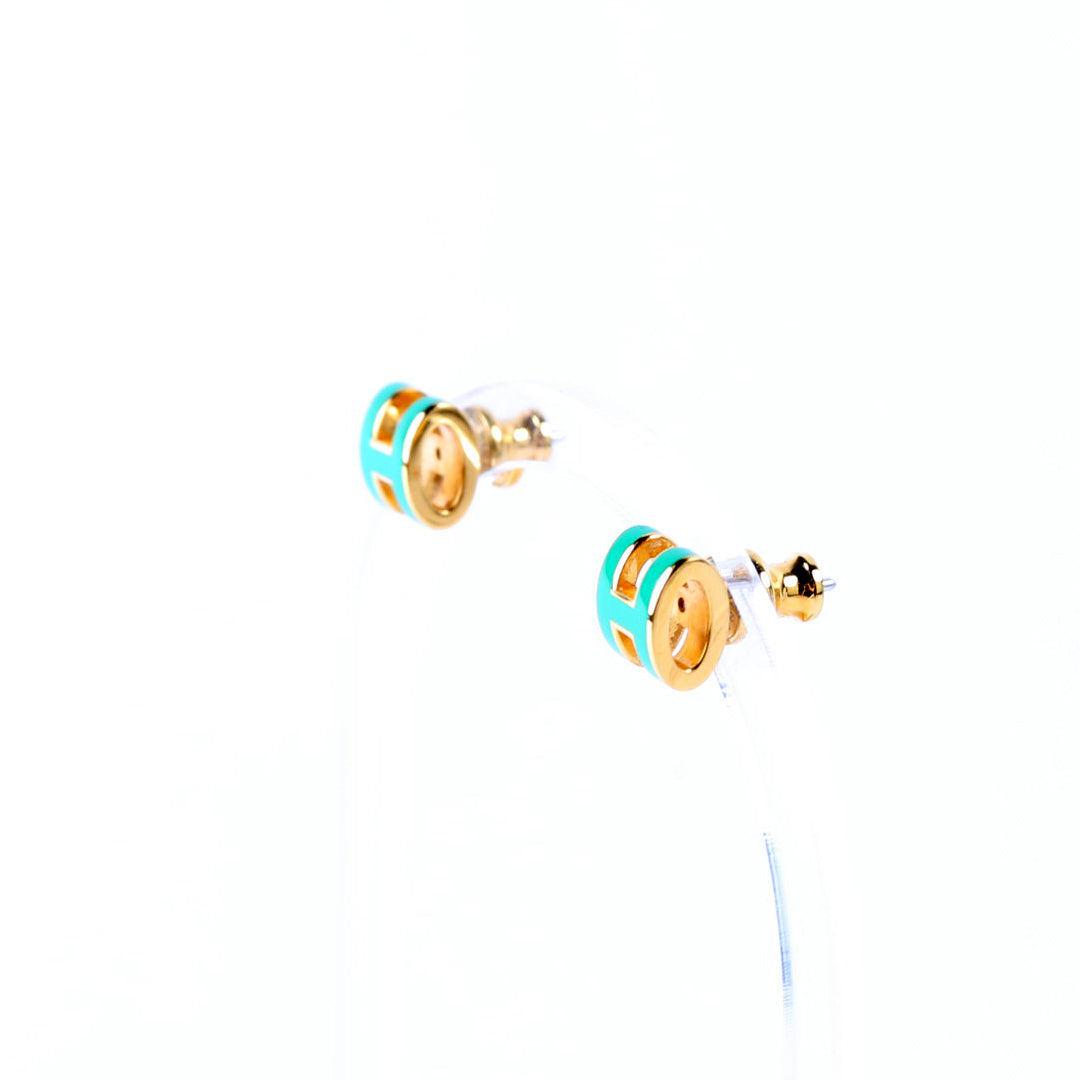 Mini Pop H Stud Earrings Gold/Green