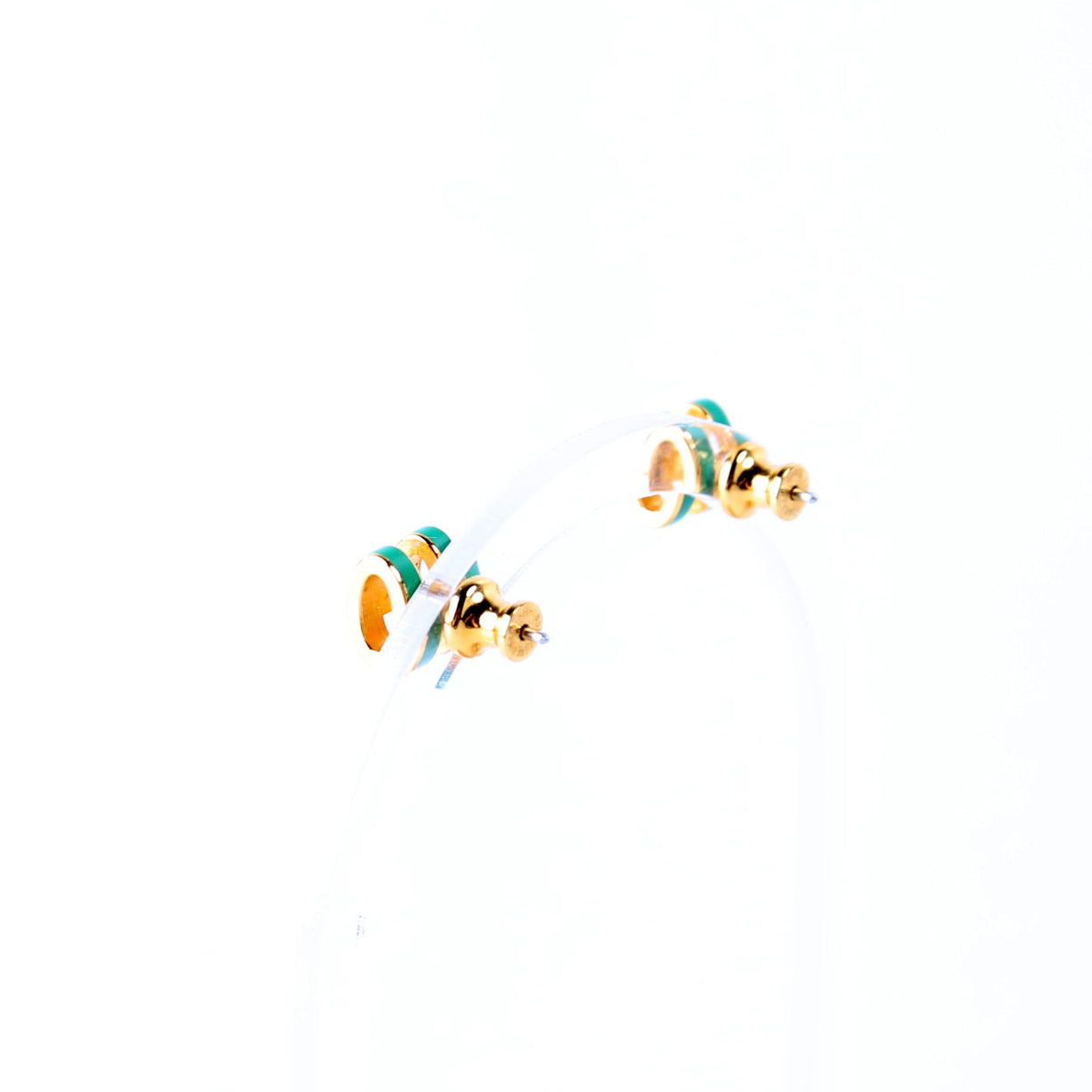 Mini Pop H Stud Earrings Gold/Green