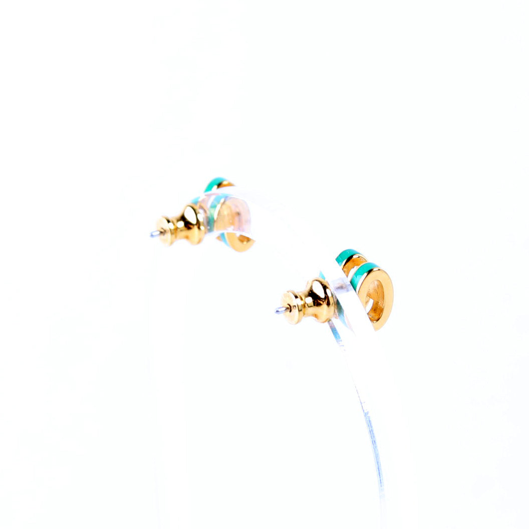 Mini Pop H Stud Earrings Gold/Green