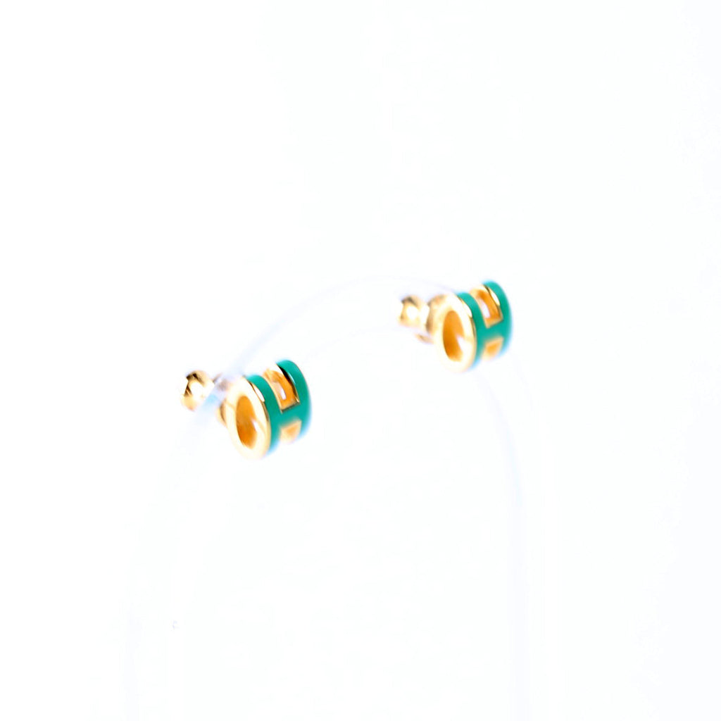 Mini Pop H Stud Earrings Gold/Green