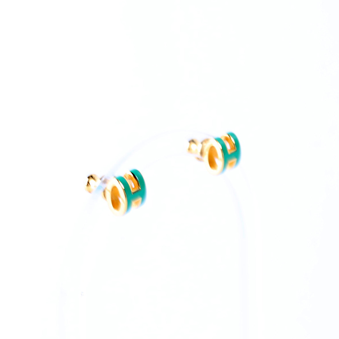Mini Pop H Stud Earrings Gold/Green