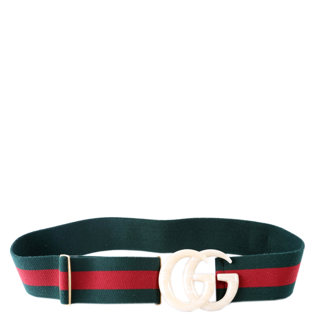 550107 Web Elastic GG Plexi Belt 85/34 Ivory/Green